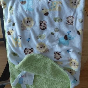 Just Born Safari Baby Blanket - Green and White